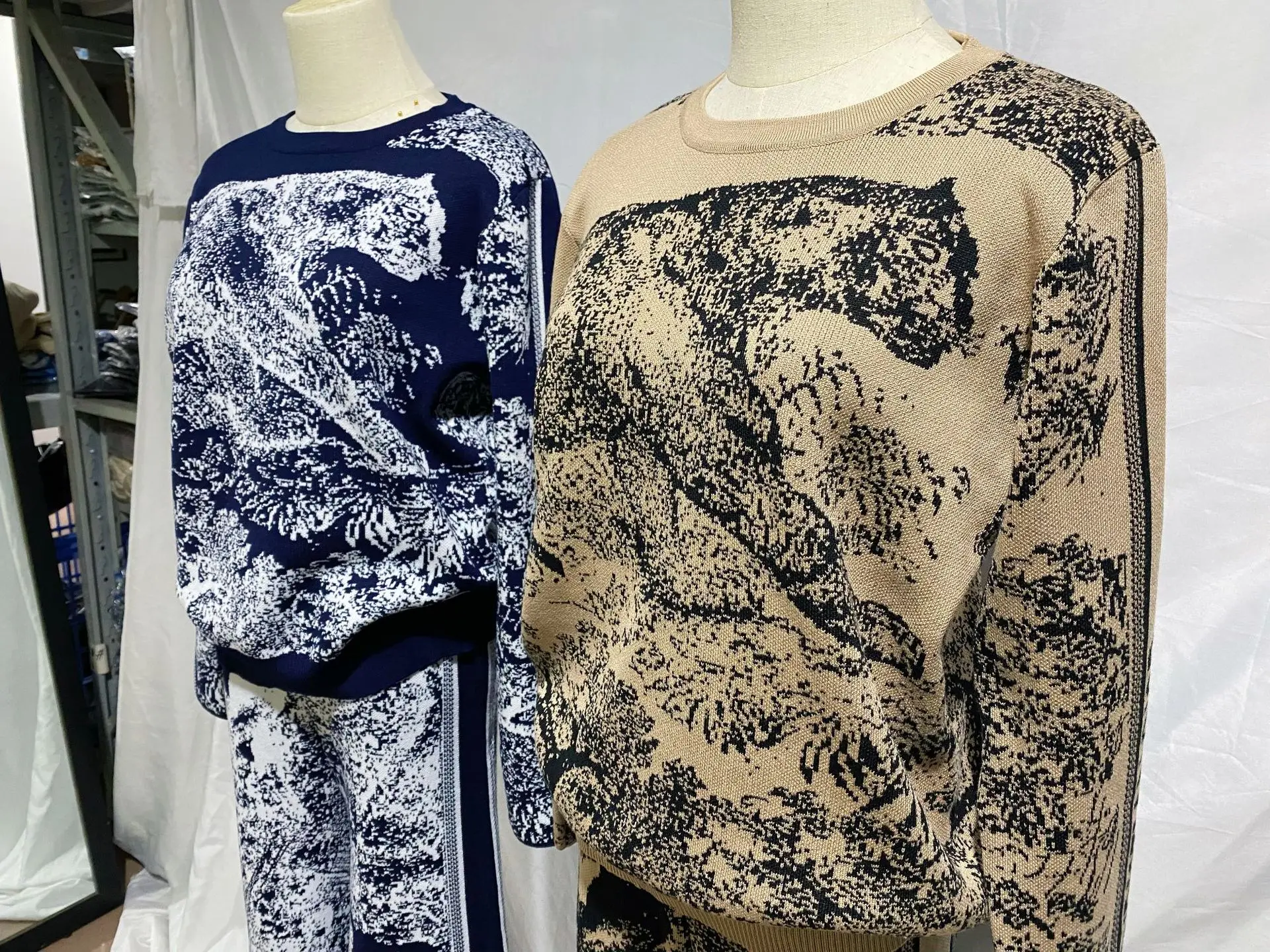 2 шт. Женский трикотажный костюм с рисунком леса пуловер и брюки в мусульманском