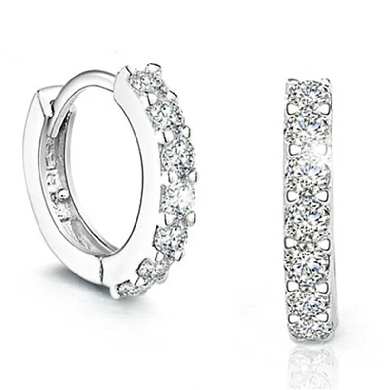 

100% 925 Sterling Silver Hoop-shaped Zircon Earrings, Suitable For Women Who Make Party Engagement Gifts CME024