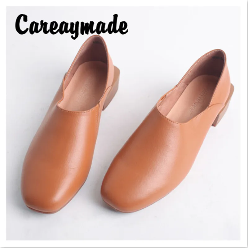 

Careaymade-Spring new handmade genuine Leather Fashion Cowhide Shoes Korean Version of the Shoes,Low heeled women's single shoes