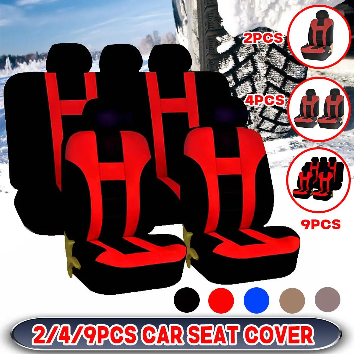 

2023 2/4/9pcs Universal Car Seat Covers Front and Rear Row Seat Cushion Cover Protector with Separate Headrest Cover for Van