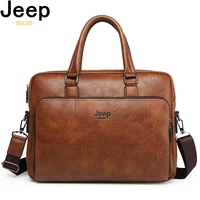 JEEP BULUO High Quality Inch Laptop Business Bag Men Briefcases For Man Handbags Split Leather Office Large Capacity Bags