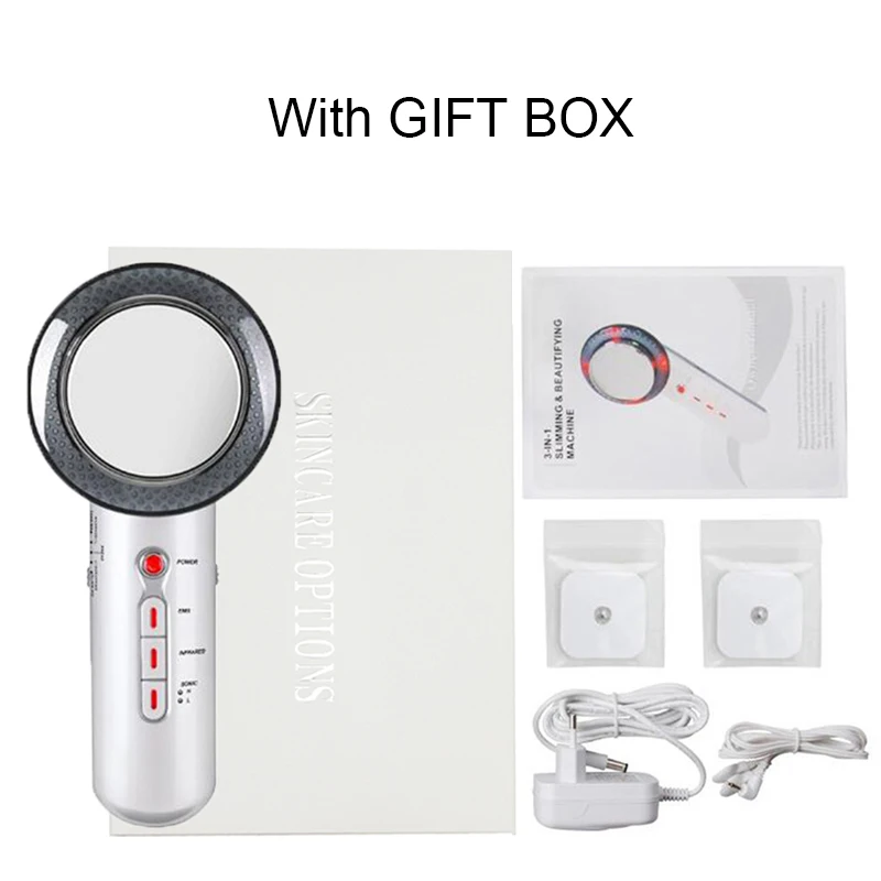 With GIFT BOX Ультразвуковая кавитация, EMS, массажер для похудения, для потери веса, Антицеллюлитный жиросжигатель, инфракрасная ультразвуковая терапия, Прямая поставка - Color: With GIFT BOX