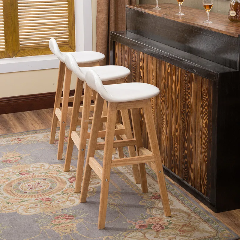 

60/70cm Nordic Dining chair Bar Stool solid wood bar chair Ins Creative High Barstools Chairs Front Desk Lounge Chair