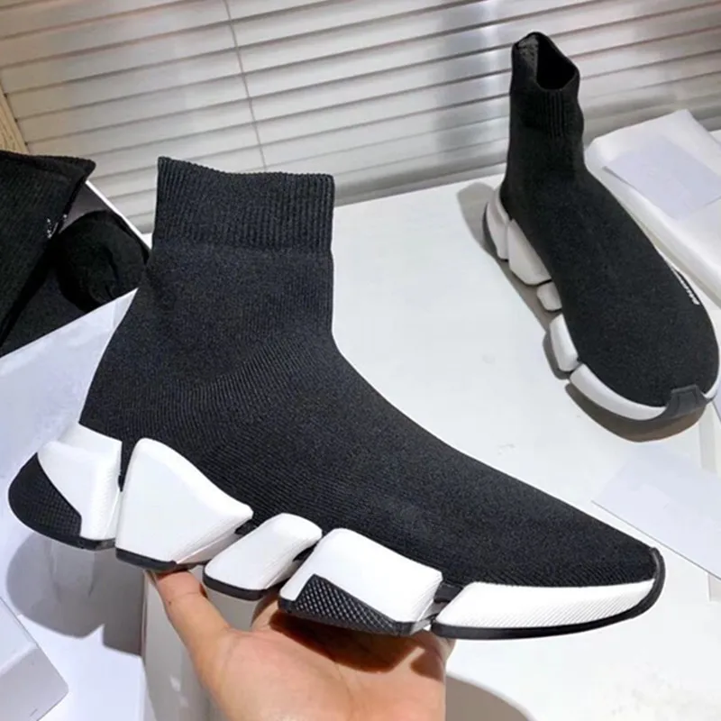 

Fashion Paris Socks Boots Men and Women Real Short Tube Flat-bottom Lazy Shoes 2021 Autumn New Black Comfortable Stretch Couples