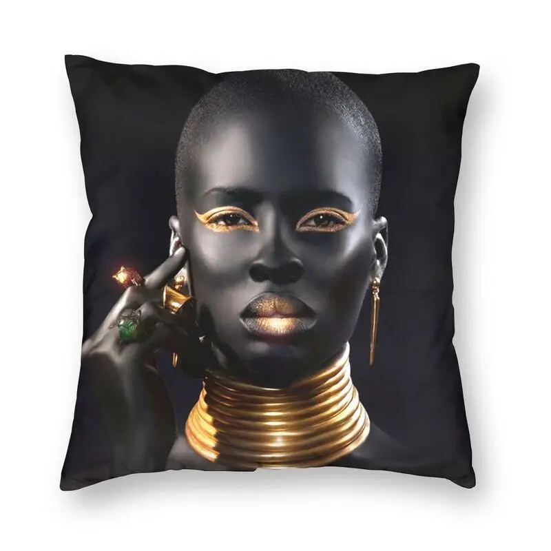 

Beautiful African Queen Cushion Covers Sofa Decoration Africa Black Girl Square Pillow Case 45x45