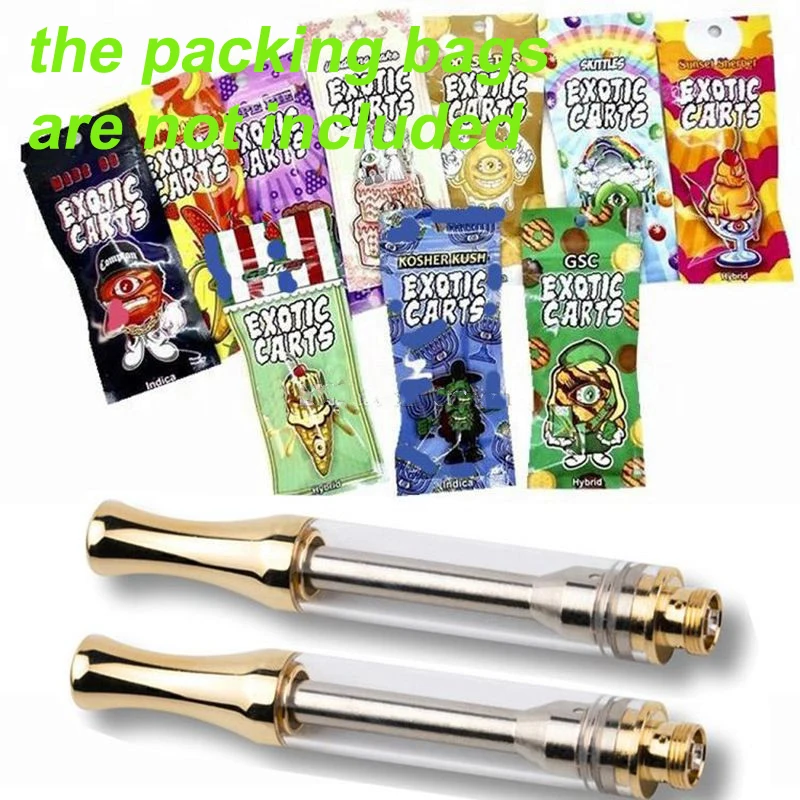

20pcs/Lot Golden Glass Cartridge With Retail Packaging 1.0ml Vaporizer Pen Cartridge with Ceramic Coil For Thick Oil