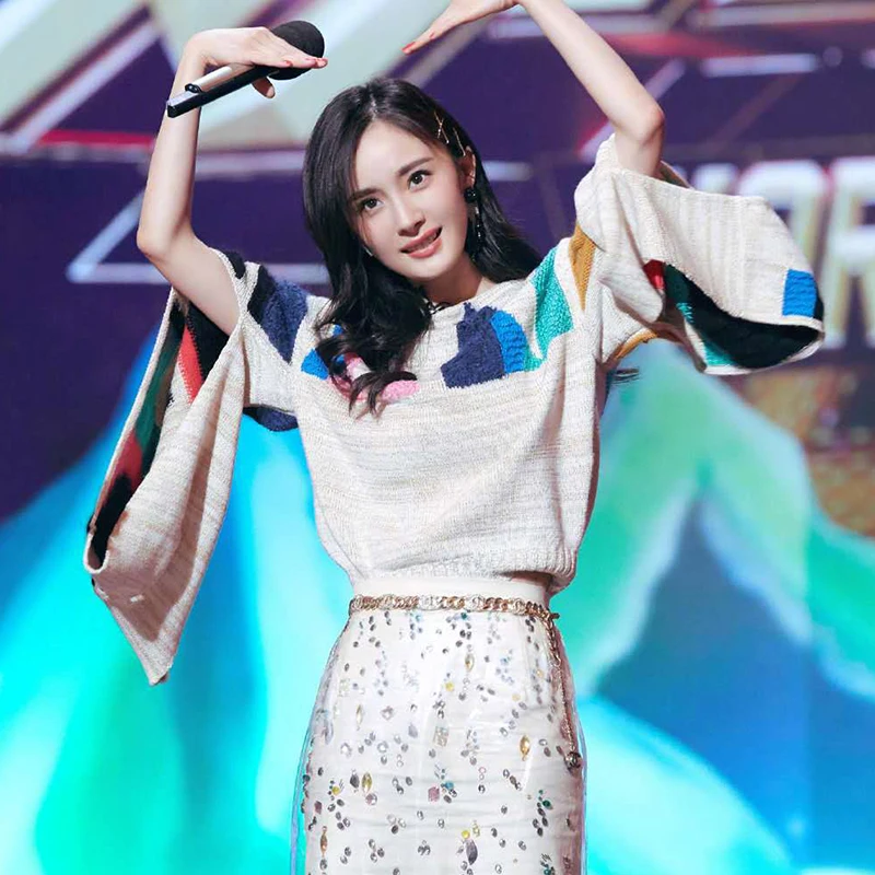 2019 Runway Brand Designer Women Long Sleeve Geometric Patchwork Knitted Sweater autumn Oversized Split Flare Pullover | Женская одежда