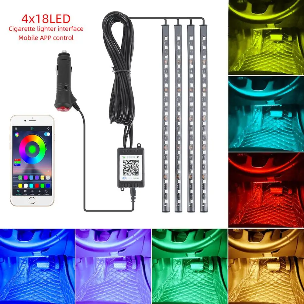 

New Decorative Lights Car Modeling One To Four Mobile APP 2020 Cigar Lighter Ambient Light Foot Light