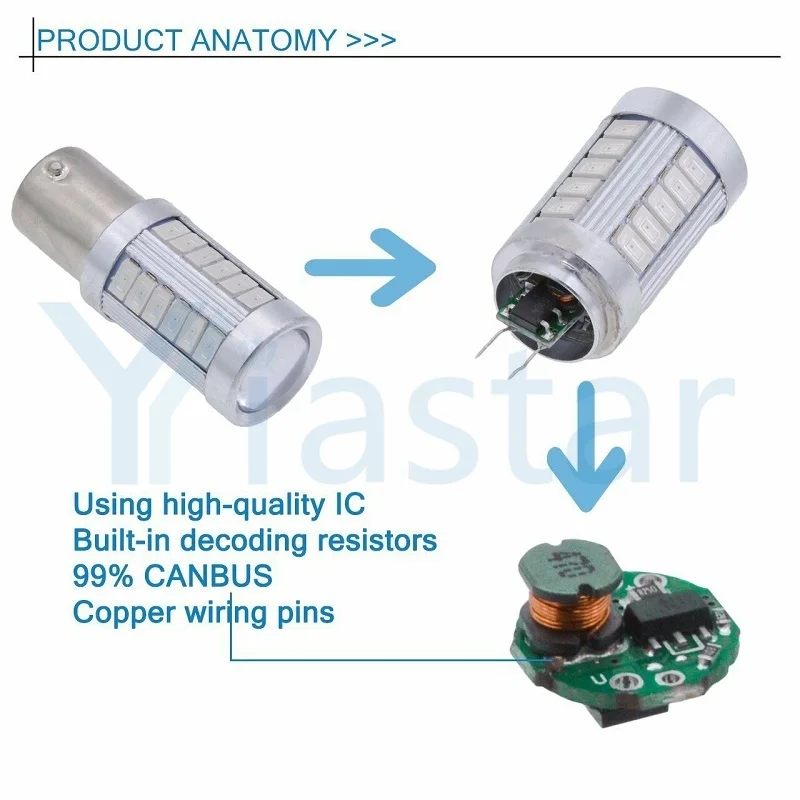 100 шт 1156 1157 7440 7443 P21W BA15S 33 SMD 5630 5730 СВЕТОДИОДНЫЙ Автомобильный резервный светильник