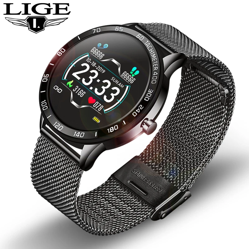 LIGE умные часы водонепроницаемые спортивные для iphone телефон пульсометр функции