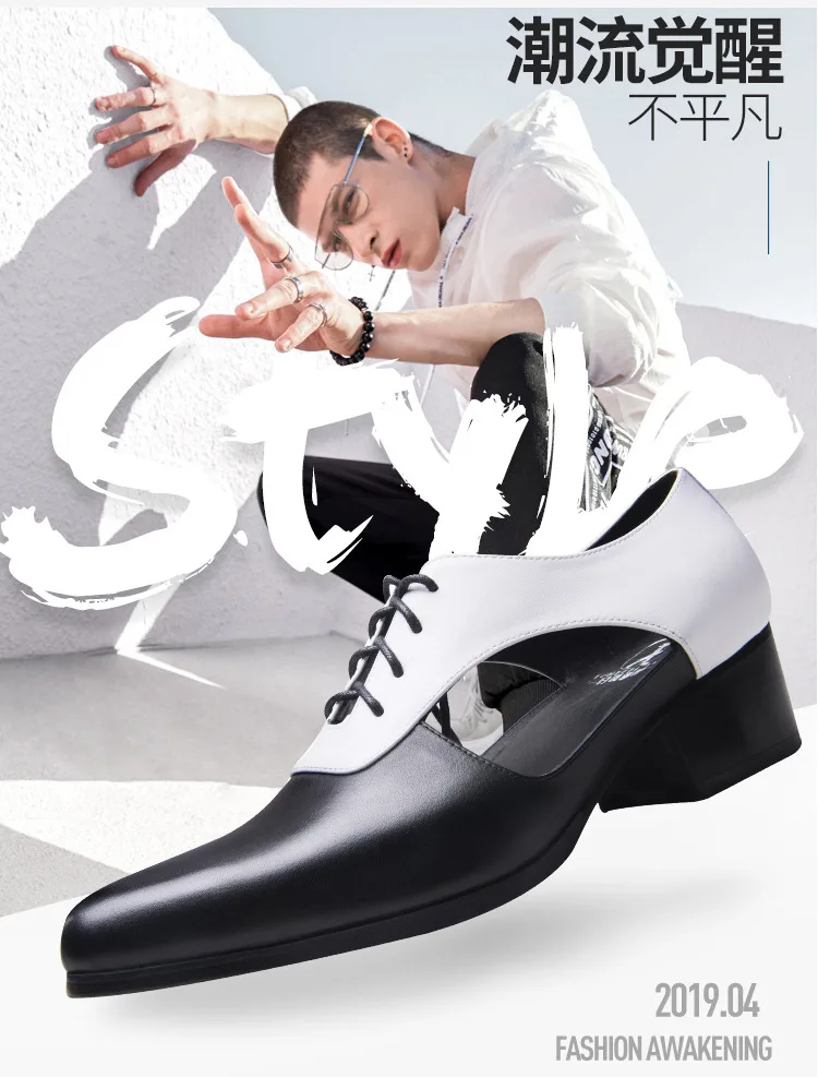 

Men's luxury gentleman Baotou leather sandals cowhide casual sandals pointed toe fashion hollow leather shoes men's shoes