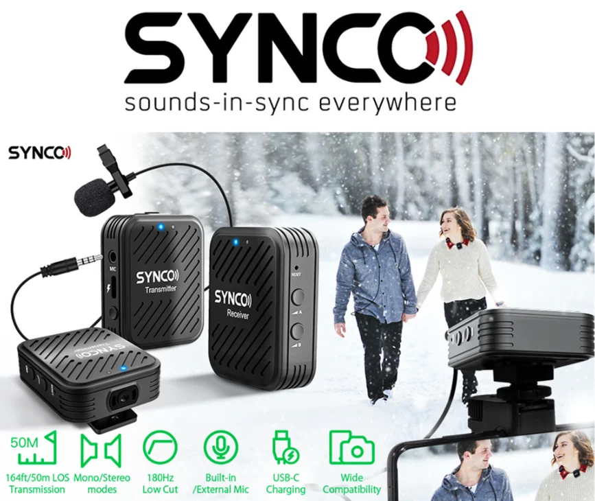 Беспроводная петличная микрофонная система SYNCO G1 G1A1 G1A2 для смартфона ноутбука DSLR