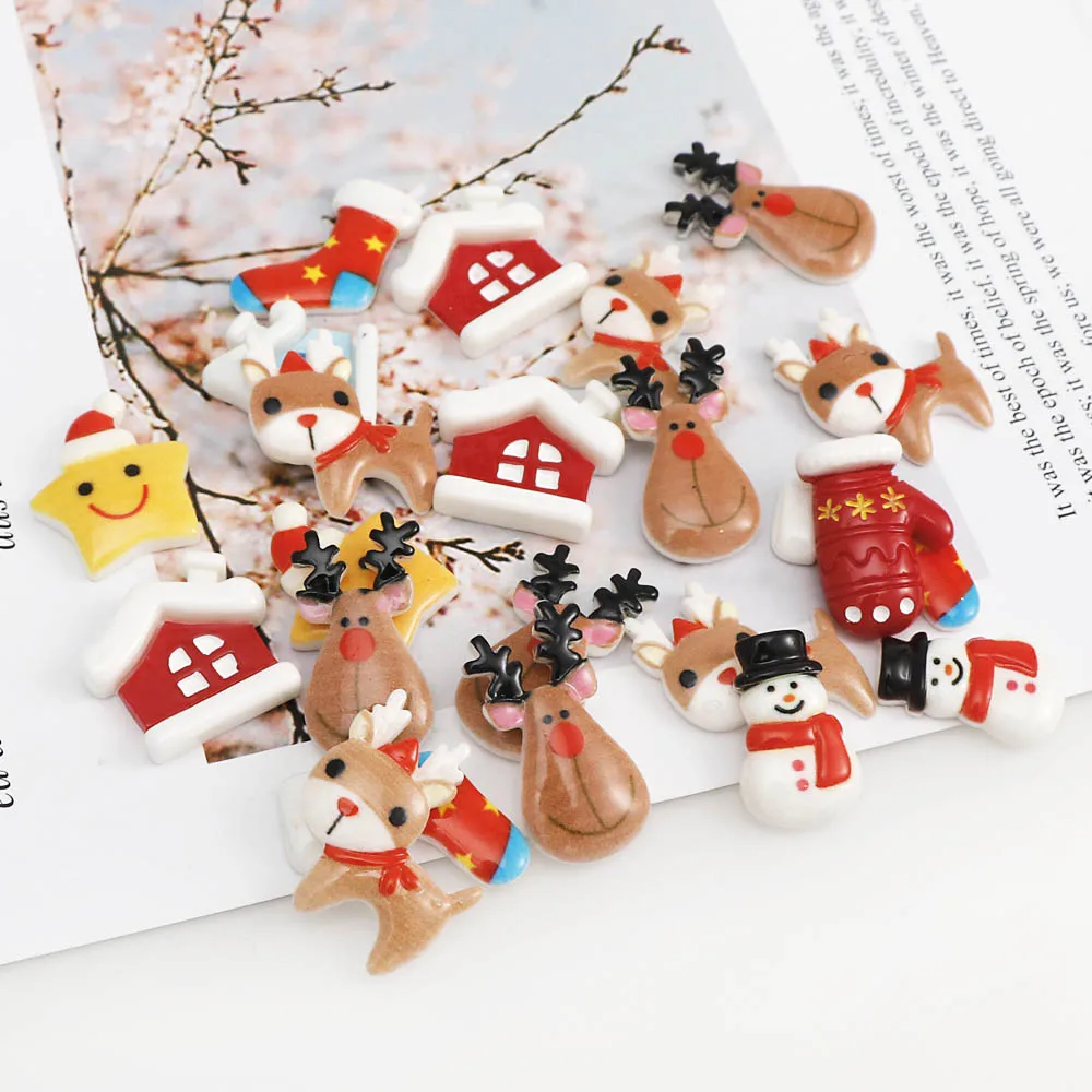 20Pcs Mix Design Cartoon Christmas Series DIY Resin Flatback Cabochon Lucky Bag For Craft Accessories Decor | Дом и сад