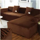 Бархатный плюшевый L-образный чехол на диван для гостиной, эластичная мебель, однотонный чехол на диван, стул, шезлонг, угловой однотонный чехол для дивана