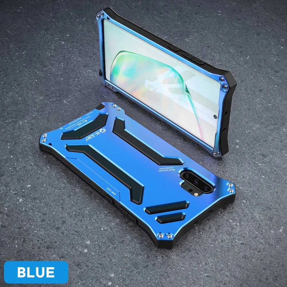 blue R-JUST серии Gundam металлический бампер для SAMSUNG Galaxy Note 10 Plus S10 S10 Plus Броня Doom алюминиевый корпус Чехол - Цвет: blue