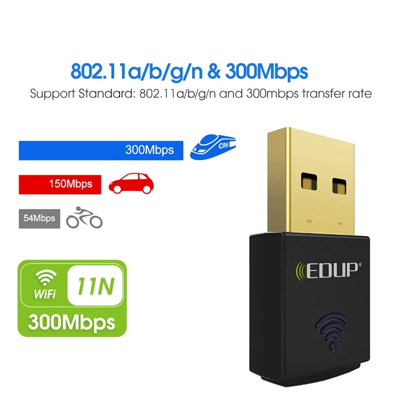 EDUP 300 Мбит/с USB WiFi адаптер 2 4 ГГц с хорошей производимостью Скорость Wi-Fi модем