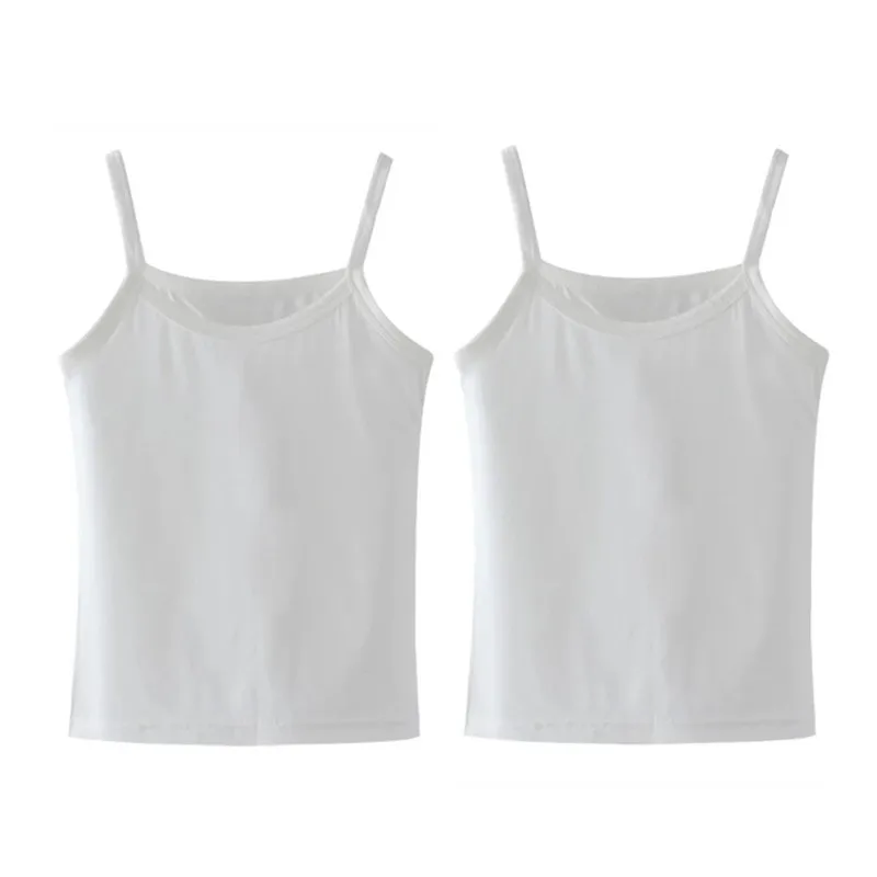 Для девочек на бретельках белый Цвет детское белье хлопковые майки для детей