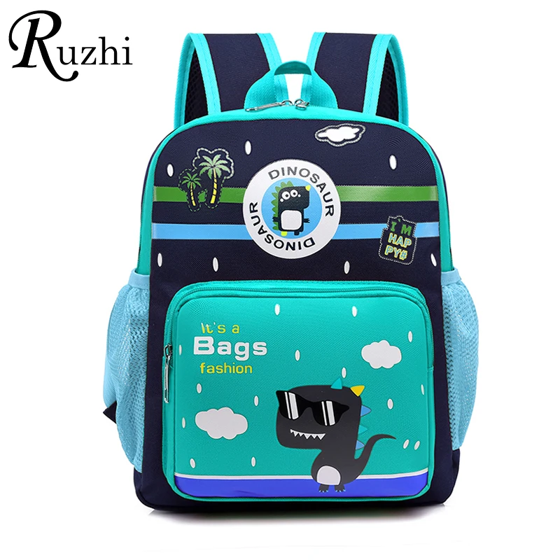Multiple Pockets Cartoon Canvas Kids Bag Waterproof School Bags Dinosaur Backpack Kids Boys Girls Children 2021 New Design Bags