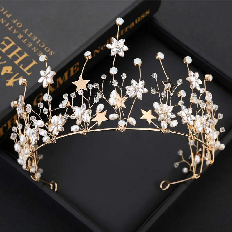 HIMSTORY популярные европейские винтажные золотые звезды невесты Тиара короны с