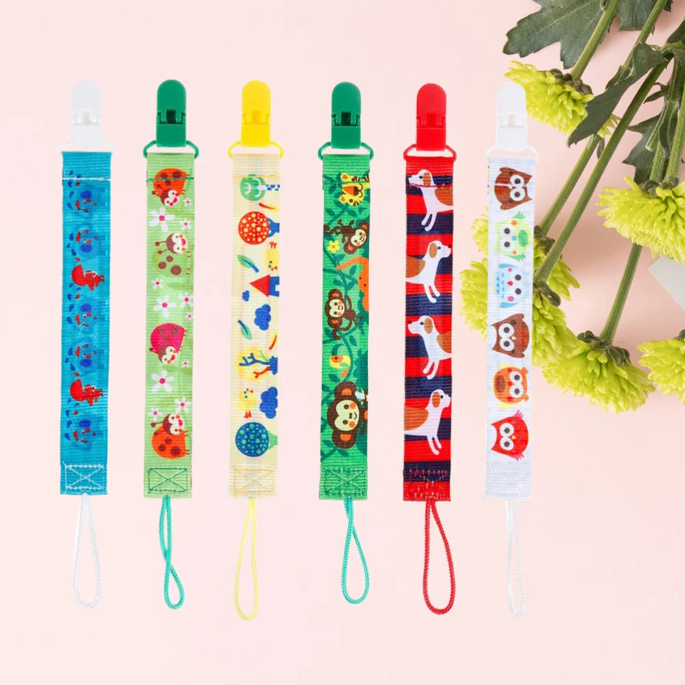 

6pcs Infant Pacifier Chain Clip Soother Teething Pacifier Strap Leash Holder for Toddlers Baby