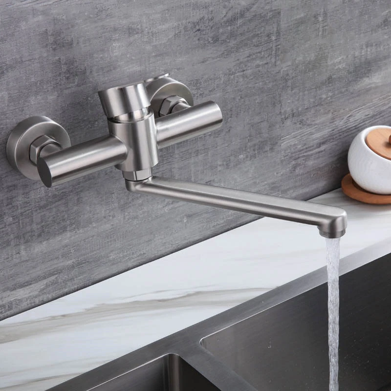 

Настенный смеситель из нержавеющей стали Fliger, кухонный кран для горячей и холодной воды, крепление на раковину