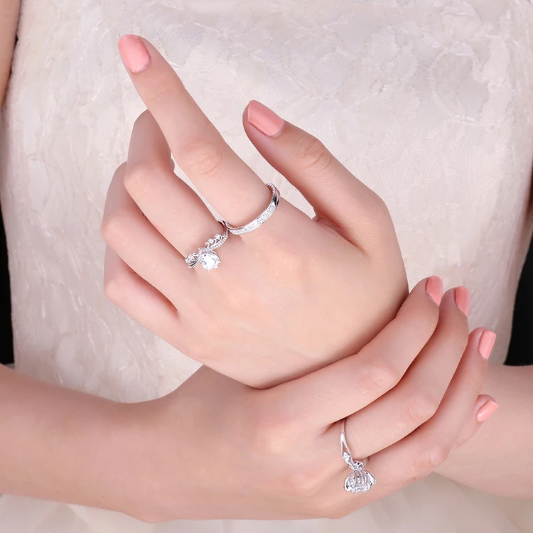 Ювелирные изделия CZ Solitaire Обручальное кольцо 925 пробы серебряные кольца для женское кольцо на юбилей Свадебные Кольца из серебра 925 пробы, ювелирные изделия