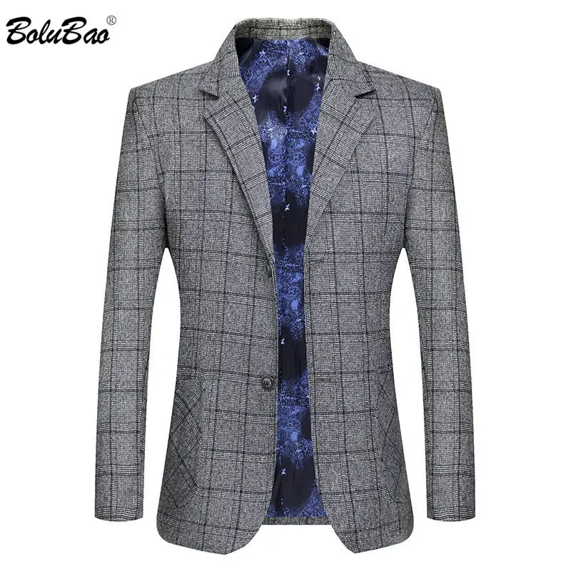 Мужской приталенный Блейзер BOLUBAO блейзер в клетку с большими карманами и принтом