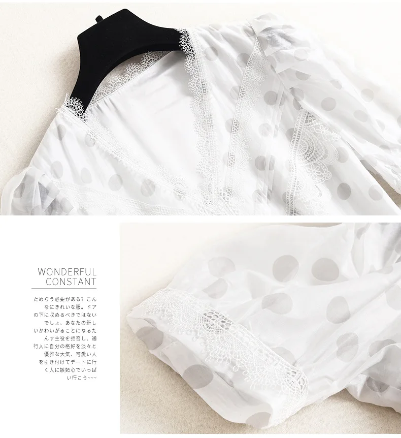 

SHUCHAN Vestido Elegante Tencel/Lyocell Preppy Style A-LINE Appliques Knee-Length V-Neck Summer DOT summer dress women