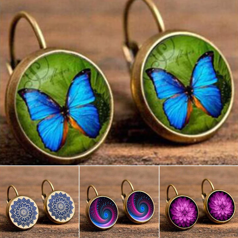 Retro Classic Datura Earrings Time Jewel Ear Hook For Women Ethnic Green Round Pendant Dangle Jewelry | Украшения и аксессуары