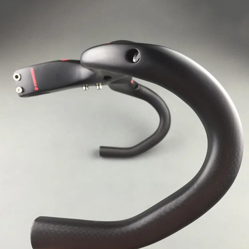 Купить Черный/красный матовый полностью из углеродного волокна Интегрированный руль для дорожного велосипеда T800 ручка для велосипеда изогнутые с...