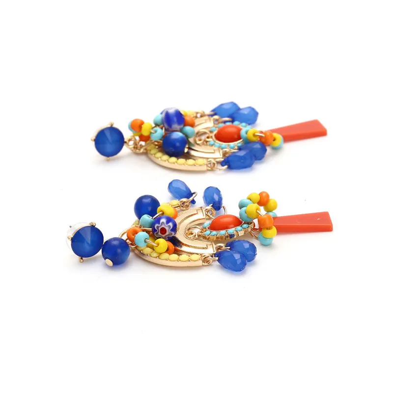 

Bohemian Beaded Earrings Long Fringe Earrings Wedding Boho Jewelry for Women Bride Colorful Abstract Floral Fringe Earrings O3LG