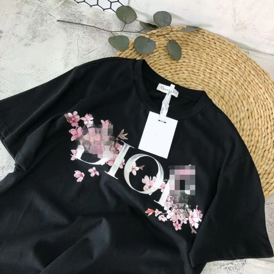 

New Spring and Summer 2021 Cherry Blossom Cotton Short-Sleeved Ins Women 's T-shirt Loose High-End Half-Sleeved Casual Fashion S