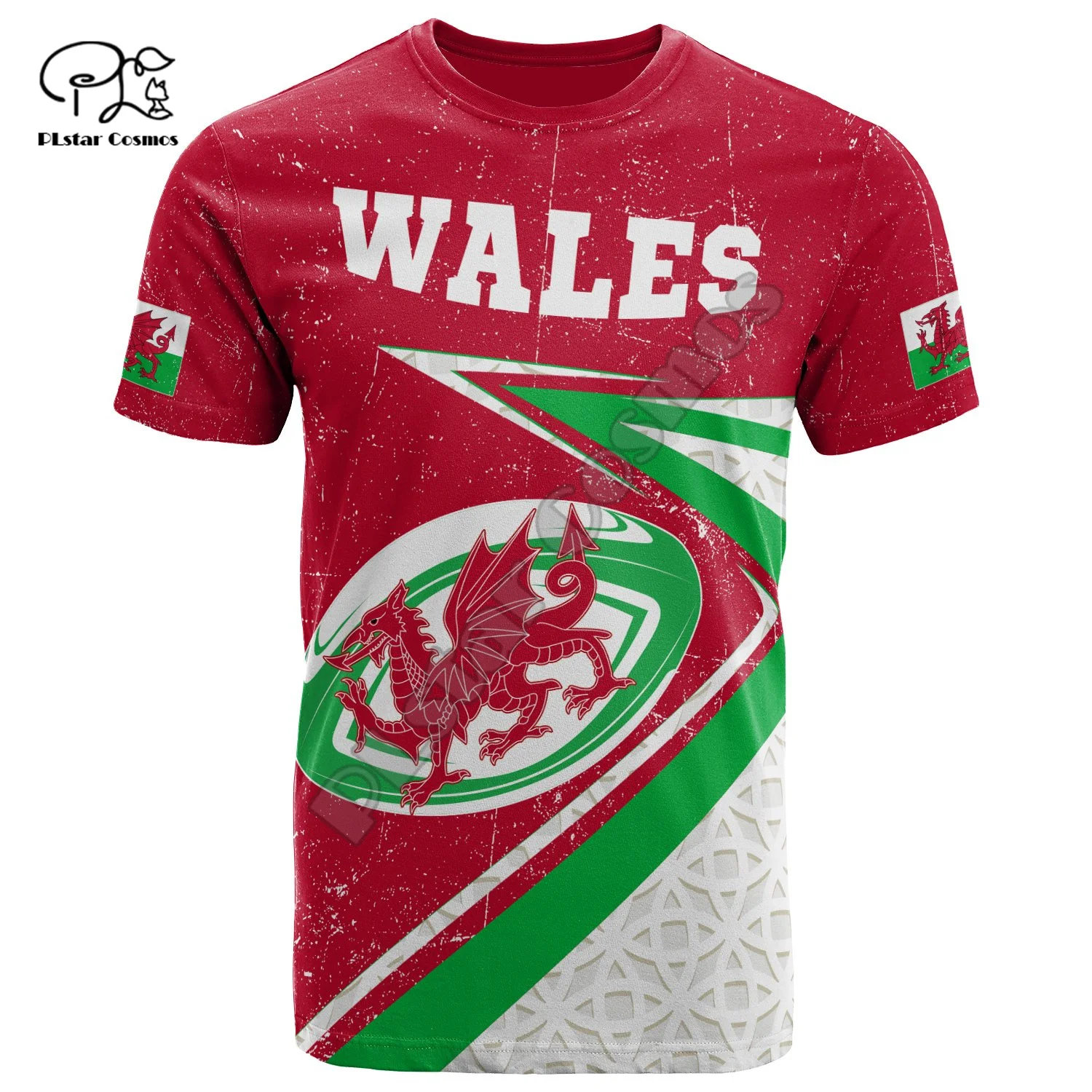 Tessffel Country Emblem Flag Wales Cymru Dragon Tattoo 3DPrint Men/Women Summer Casual Funny Short Sleeve T-Shirts Streetwear A4