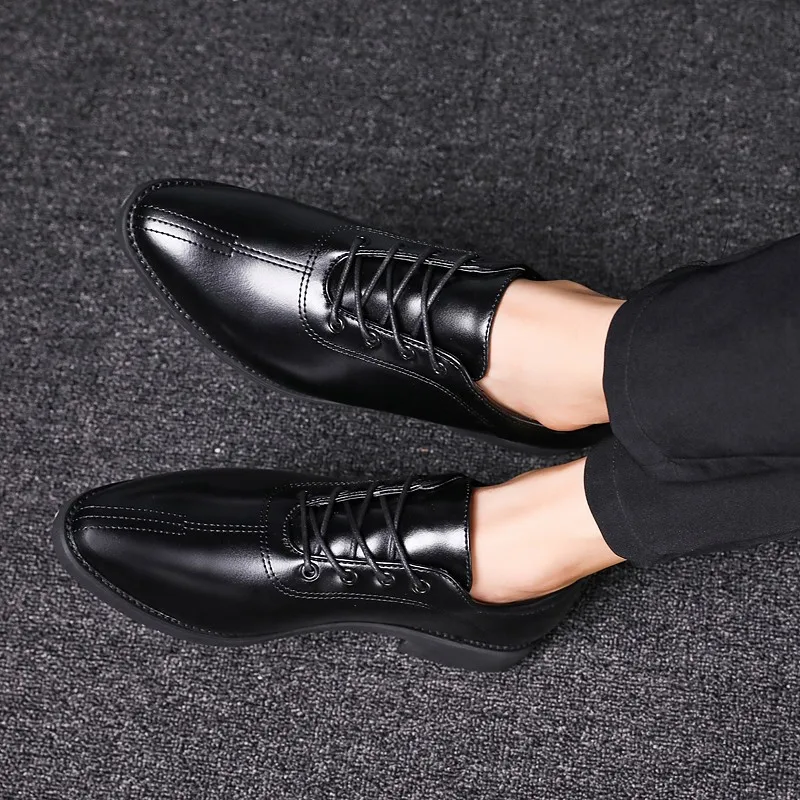 Luxury Italian Leather Shoes Men New Fashion Lace Up Brown Black Wedding BusinessFormal Oxfords *189 | Обувь