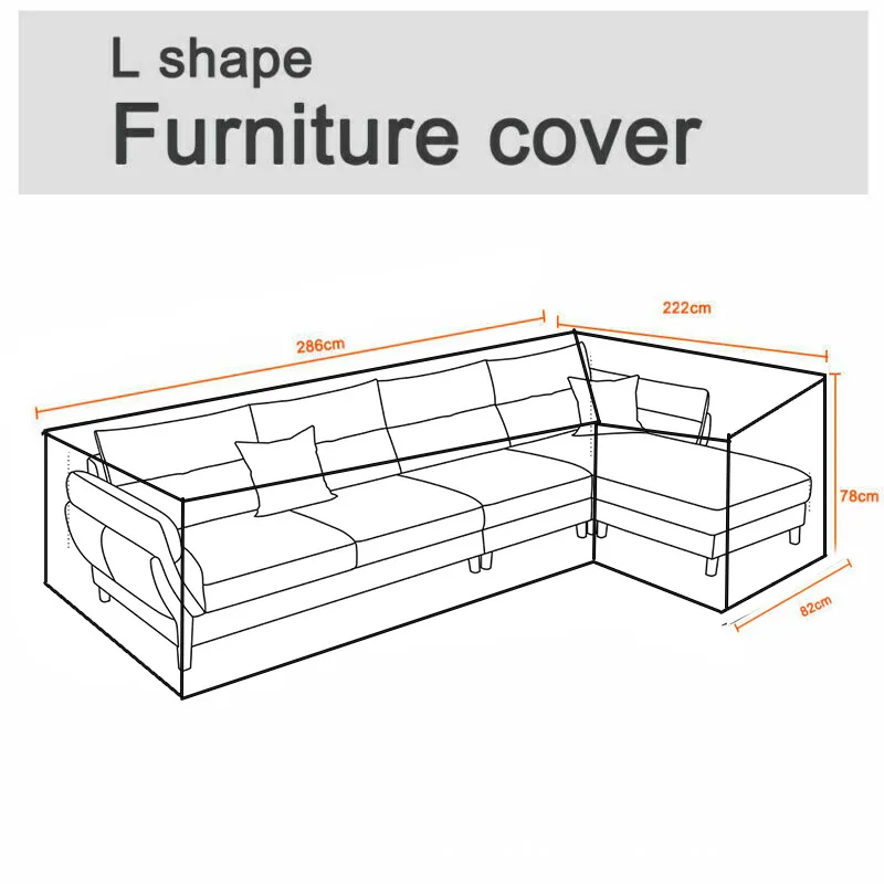 Черная ткань Оксфорд водонепроницаемый уличный L образный угловой чехол для
