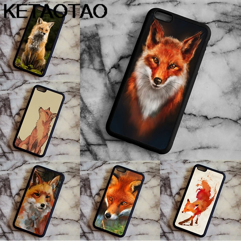 KETAOTAO Red fox clever vignette желтый милый чехол для телефона s iPhone 4S 5C 5S 6S 7 8 SE 5 6 Plus X из