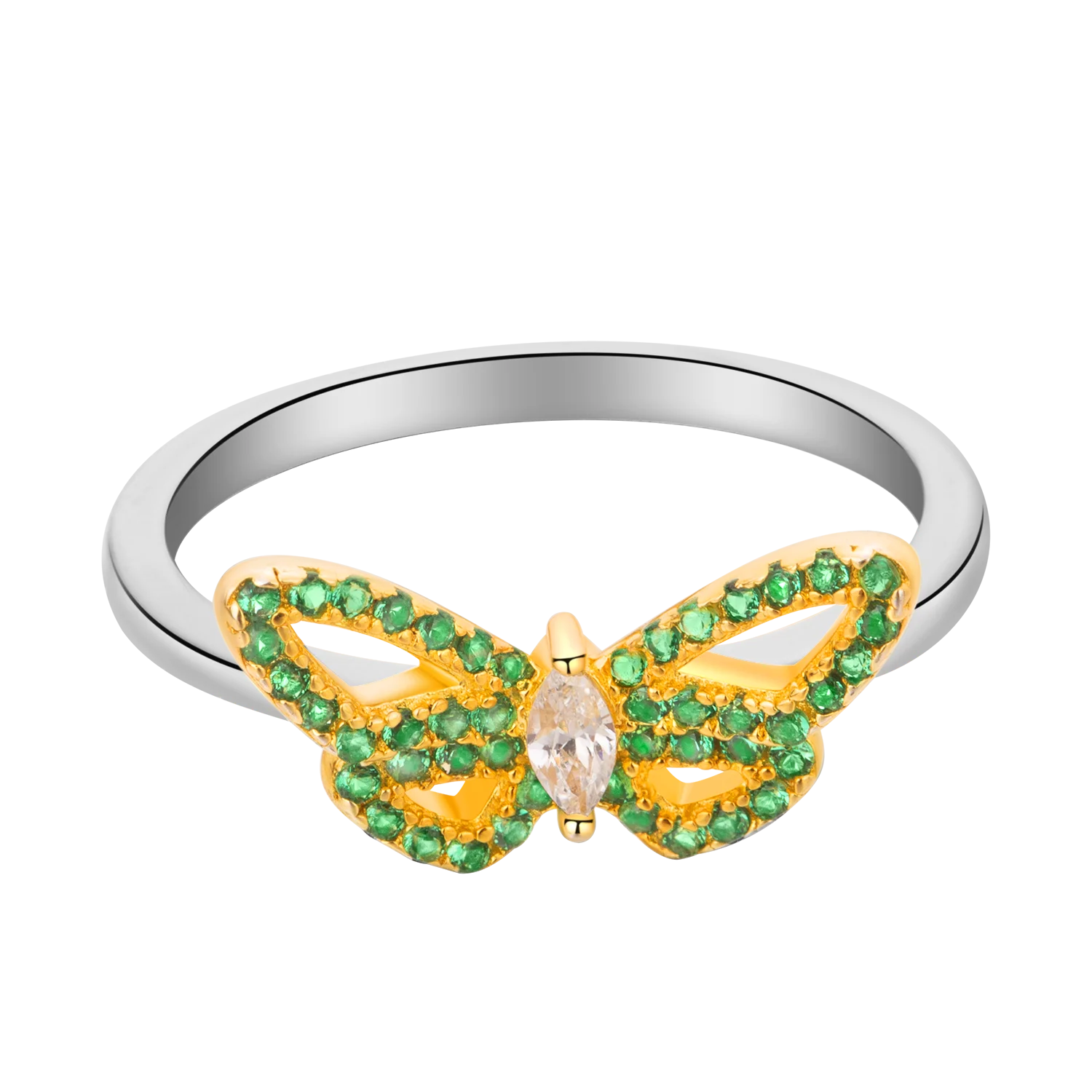 

Женское кольцо из серебра 925 пробы, с Зеленой Бабочкой