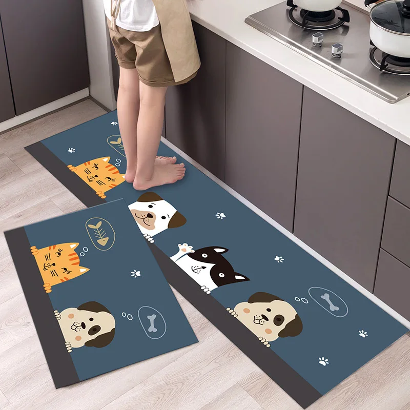 

Kitchen Mat Cartoon Animals Cat Floor Mat Long Strip Anti-slip Entrance Doormat Home Floormat Decoration Carpet Absorbent Rug