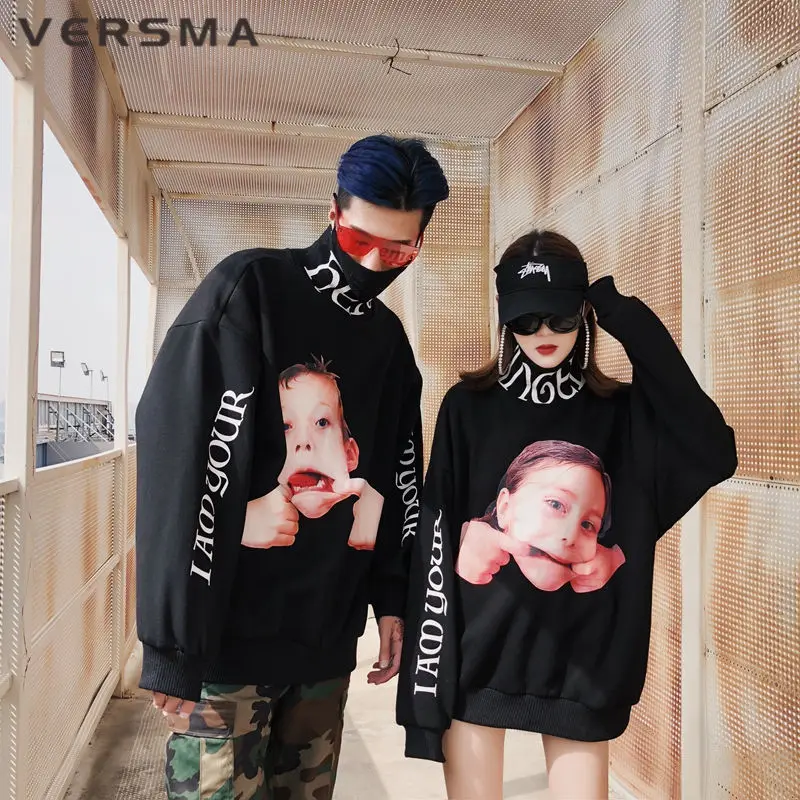 VERSMA корейский Harajuku Ulzzang 3D печатных толстовки кофты для мужчин и женщин осень High Street хип хоп свободные Рождество Пара Толстовка