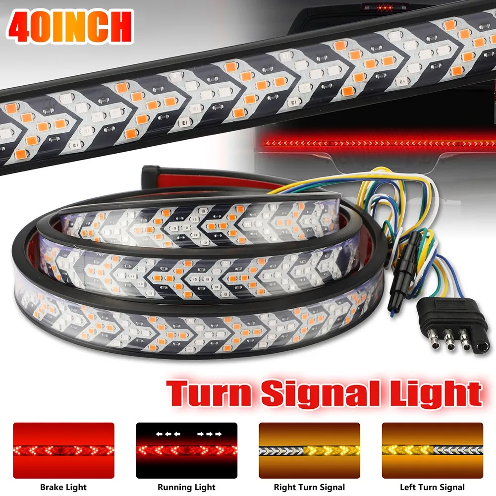 

100cm/40in 120cm/48in PVC 12V LED Truck Strip Tailgate Turn Signal Brake Tail Reverse Light Bar Car Tailgate IP68 1200Lm SILCONE