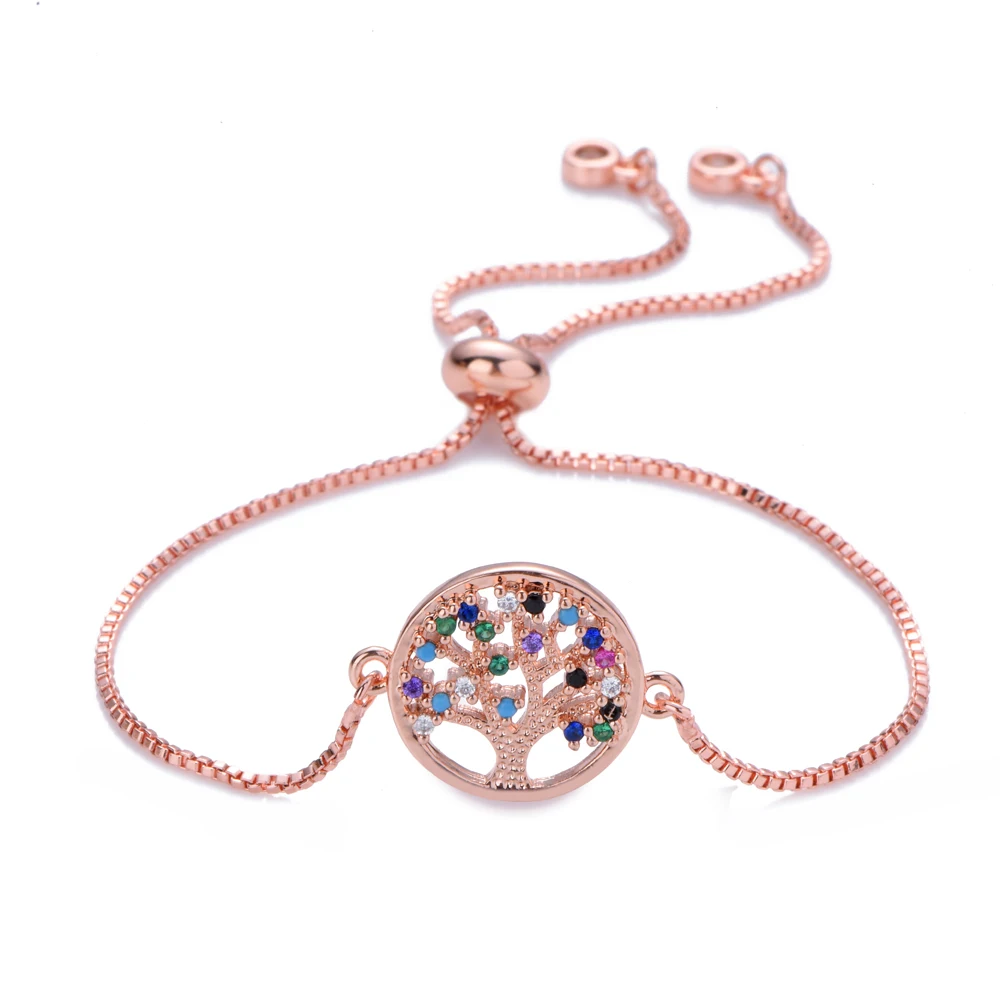 Мода 2020 радуга золото дерево жизни кулон браслет женский микро инкрустированный