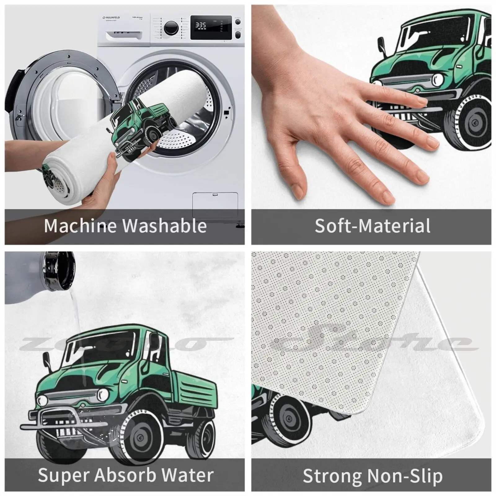 Мягкий Противоскользящий коврик для двери Green Unimog ковер поглощения воды Car Geek Truck