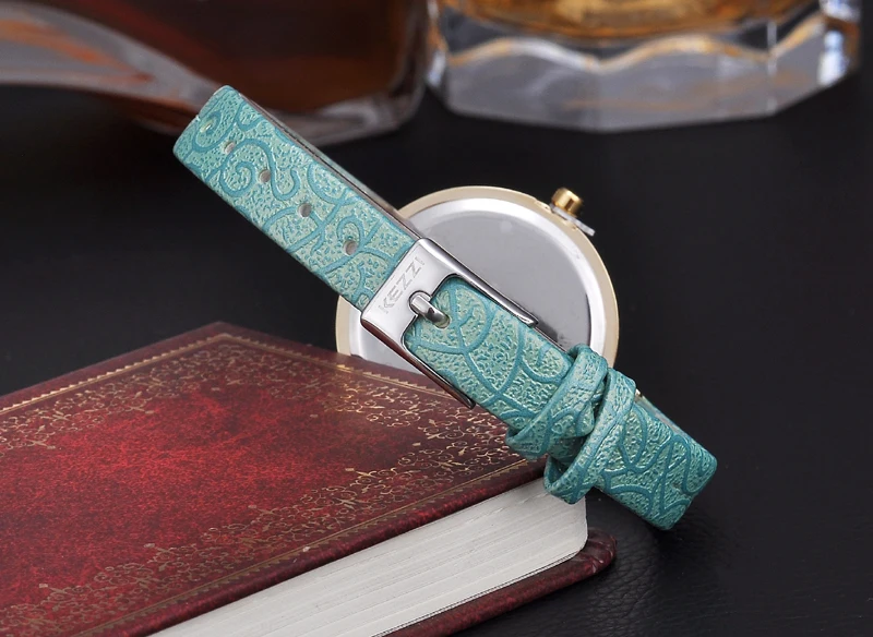 

NO.2 KEZZI Brand Luxury Ladies Watches Fine Inlaid Cyrstal Dial Leather Strap Quartz Watch Wrist Watches For Women Gift