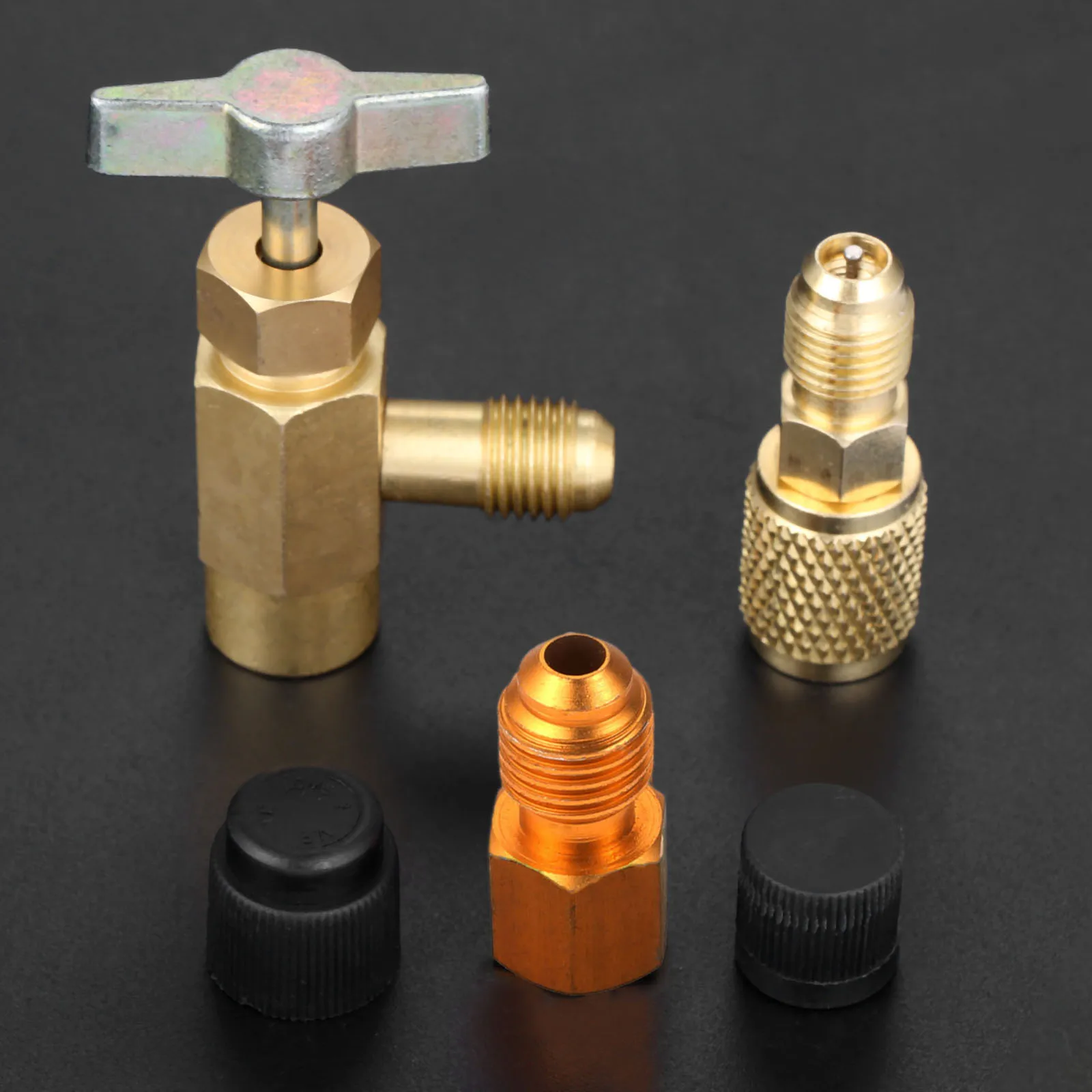 Mtsooning 5 шт. R-1234yf Can Tap набор фитингов для адаптера R134a R12 1/4 SAE 1/2 дюйма ACME LH Для
