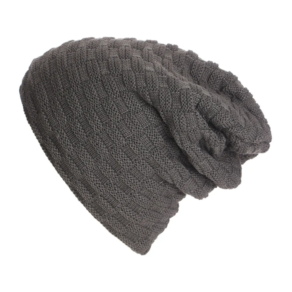 Осень и зима унисекс плюс бархатная Толстая вязаная шапка Skullies Beanies Мужская и женская уличная теплая полосатая Кепка в клетку Z178