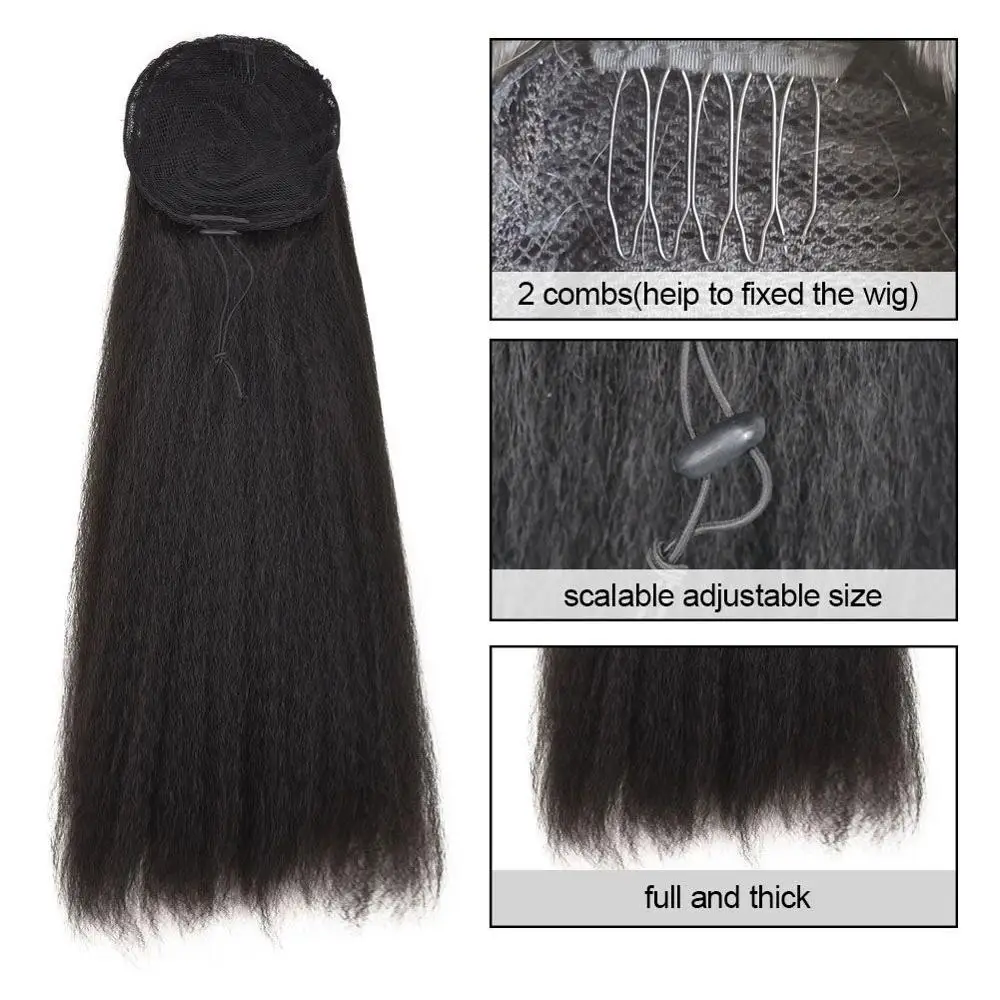 Jeedou прямые волосы Yaki конский хвост шнурок Updos хвосты 55 см 100 г Черный Коричневый синтетические волосы для наращивания пушистые Haipieces