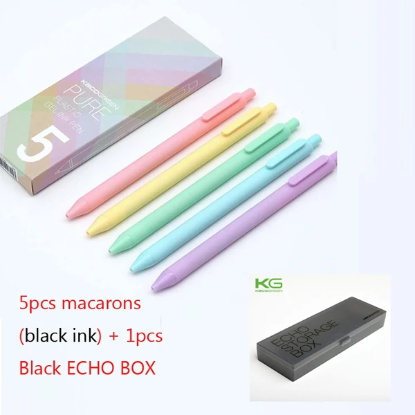 Xiao mi KACO Sign Pen, mi пластиковая гелевая чернильная ручка, цветная/черная чернильная ручка, 0,5 мм, долговечная ручка mi Signing, канцелярские принадлежности - Цвет: 5pen with Black Box