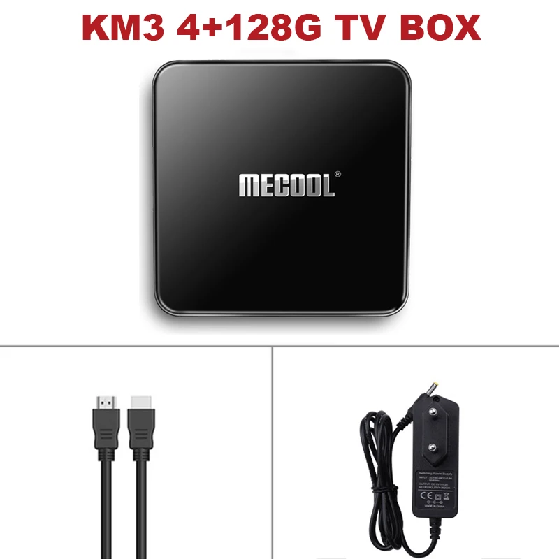 tv box 4-128G MECOOL KM3 Android 9,0 ТВ коробка 4 Гб DDR4 Оперативная память 64 Гб Встроенная память Google Сертифицированный Android ТВ коробка USB 3,0 set top tv Box 4 к HD медиа плеер - Цвет: tv box 4-128G