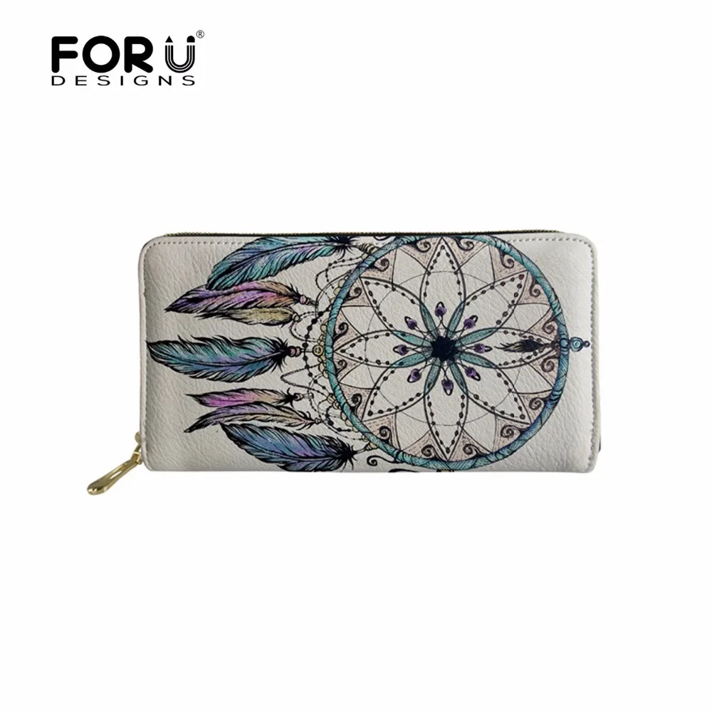 

Кошелек FORUDESIGNS, модный дизайнерский женский кошелек «Ловец снов», длинный дорожный женский кошелек из искусственной кожи, дамские сумочки д...