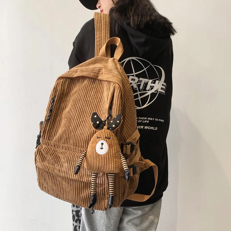 

Вельветовый рюкзак для девочек-подростков 2021, женские школьные ранцы в студенческом стиле, дорожные рюкзаки в стиле Харадзюку, женский рюкз...